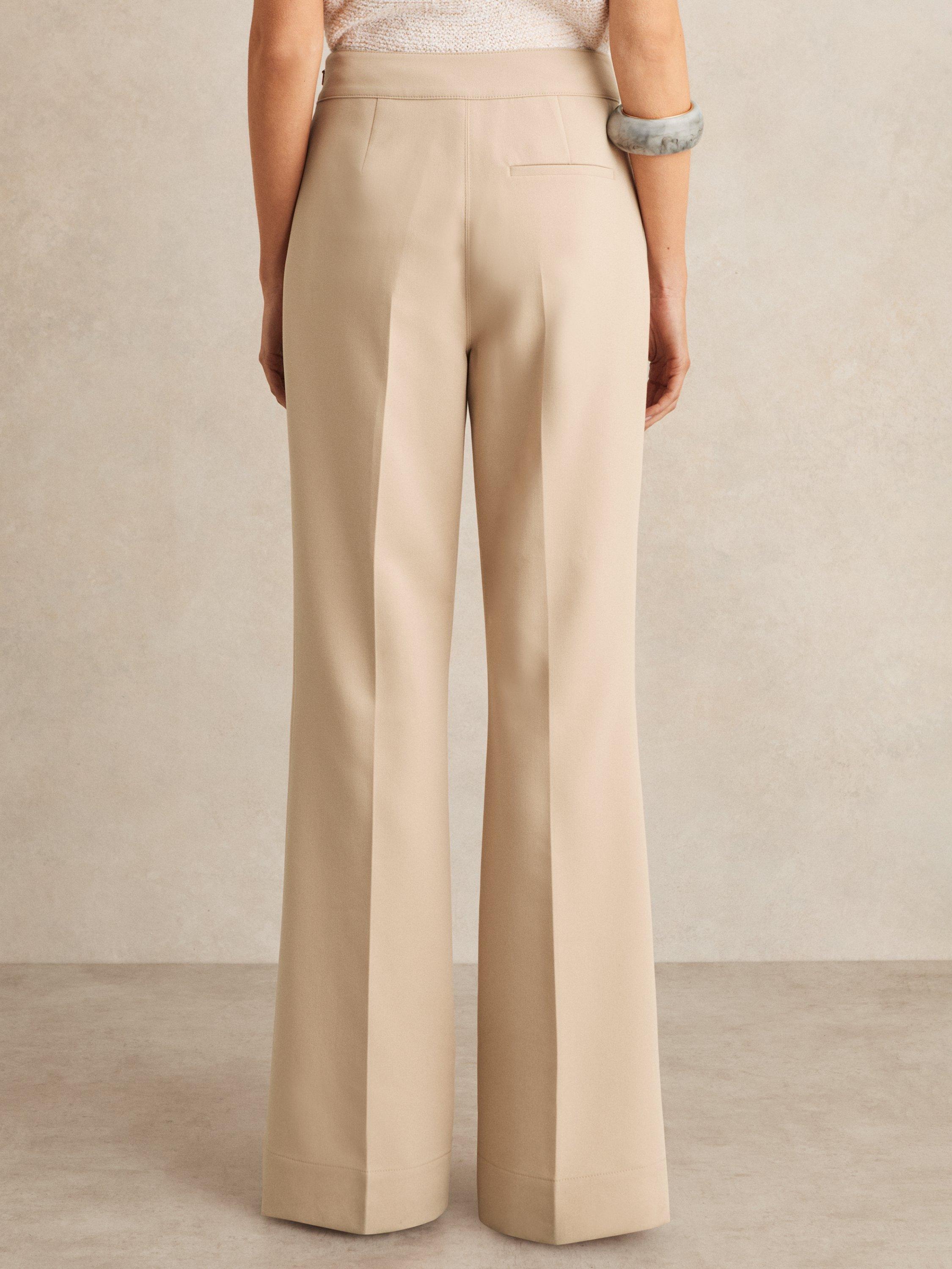 Product image 2 of 5, which shows Reiss Sidney Button Detail Wide Leg Trousers, Neutral, 8R