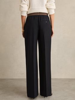 Reiss Wilde Contrast Elasticated Waist Wide Leg Trousers - view 2, Navy