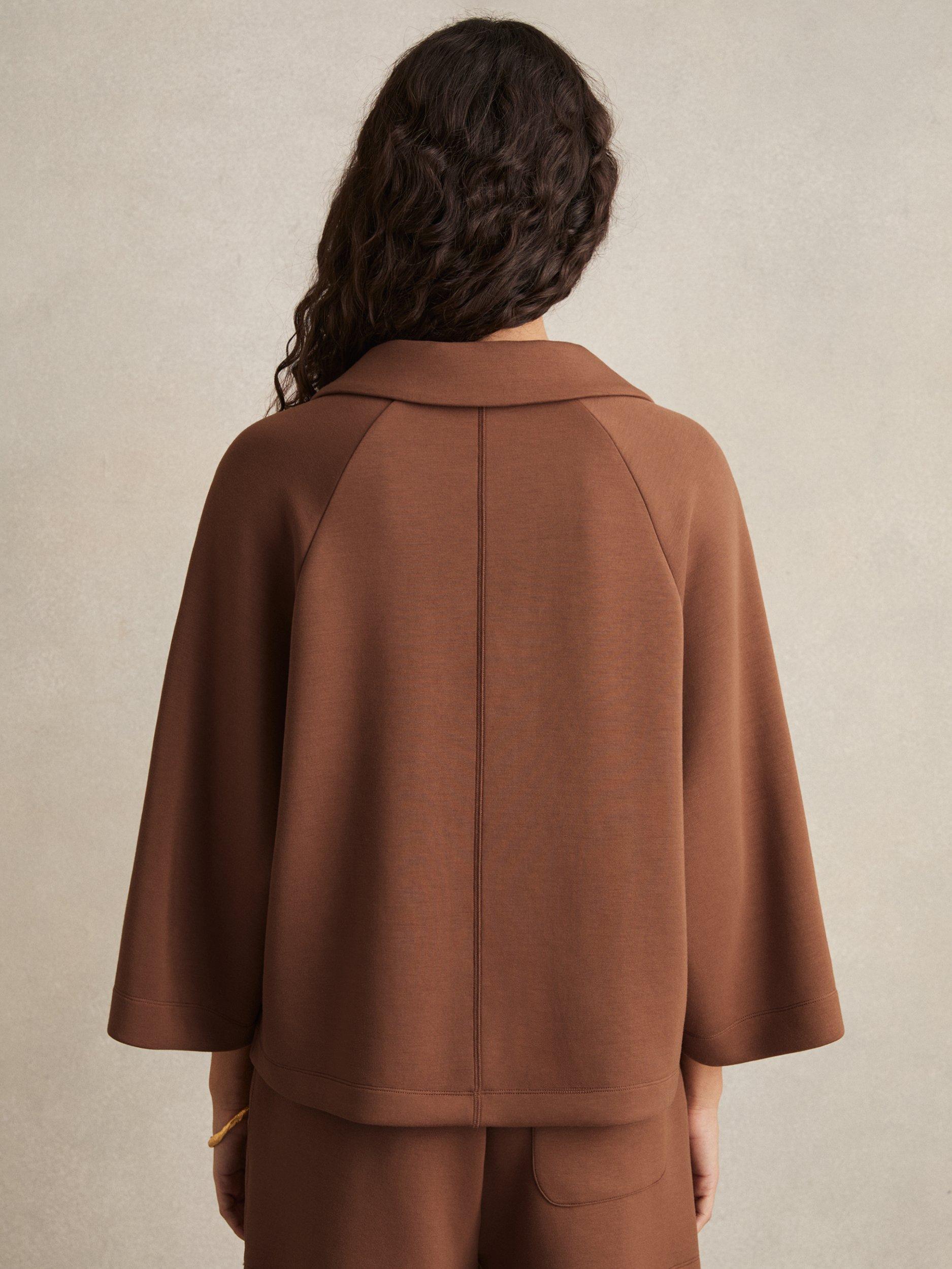 Product image 2 of 5, which shows Reiss Jodie Polo Neck Oversized Sweatshirt, Toffee Brown, XS