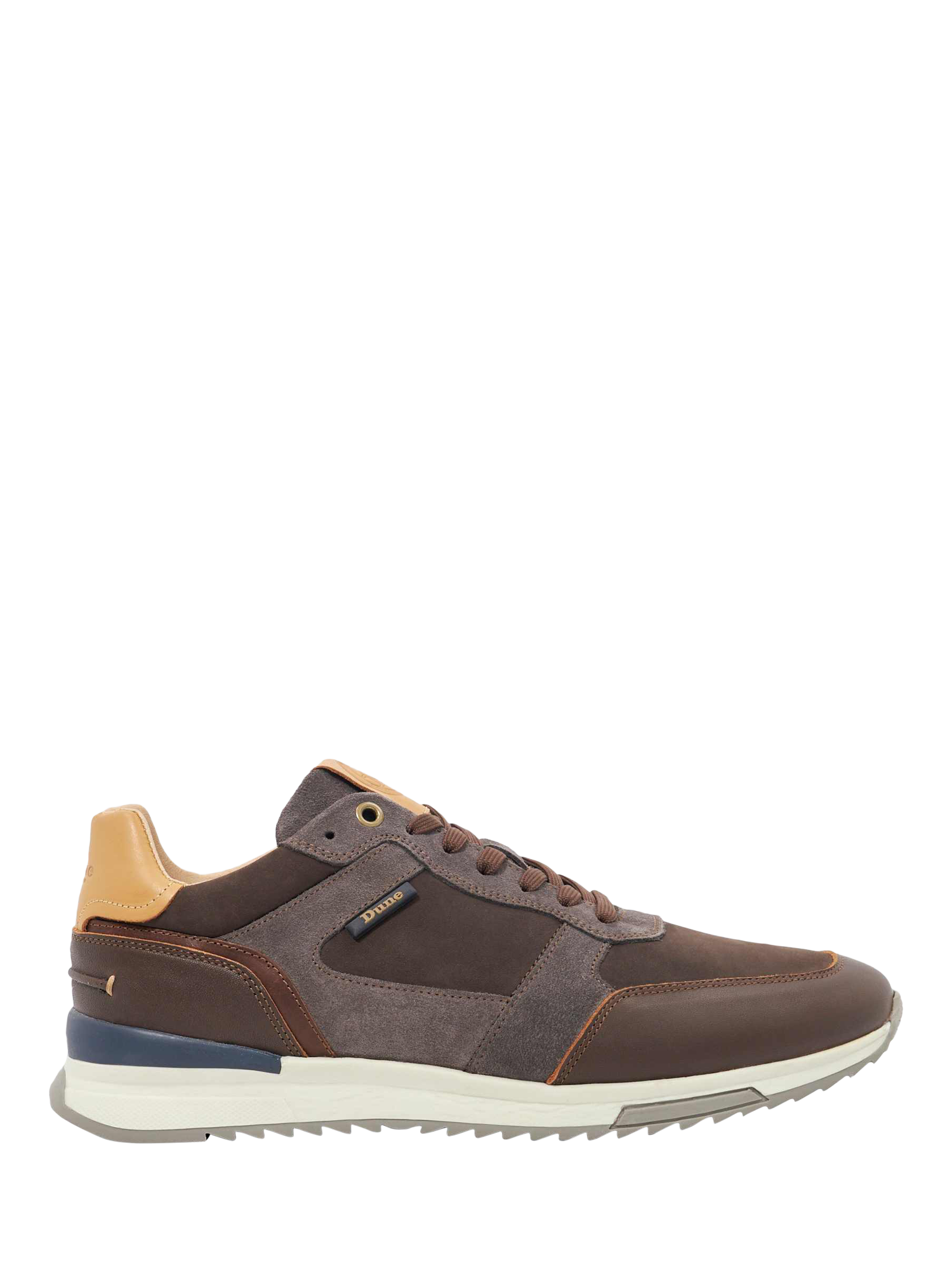 Product image 1 of 5, which shows Dune London Teffy Suede Blend Lace Up Running Trainers, Brown, 6