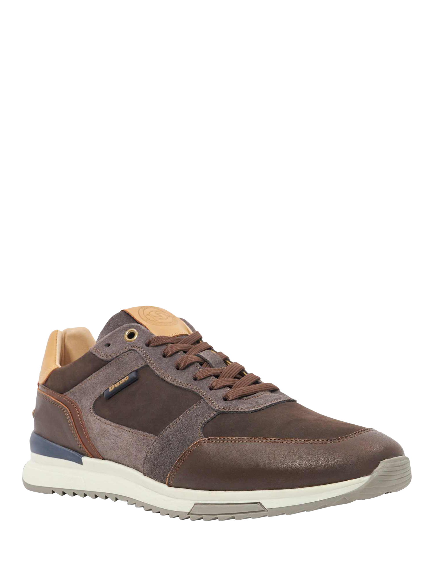 Product image 2 of 5, which shows Dune London Teffy Suede Blend Lace Up Running Trainers, Brown, 6