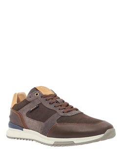Dune London Teffy Suede Blend Lace Up Running Trainers, Brown - view 2, Brown