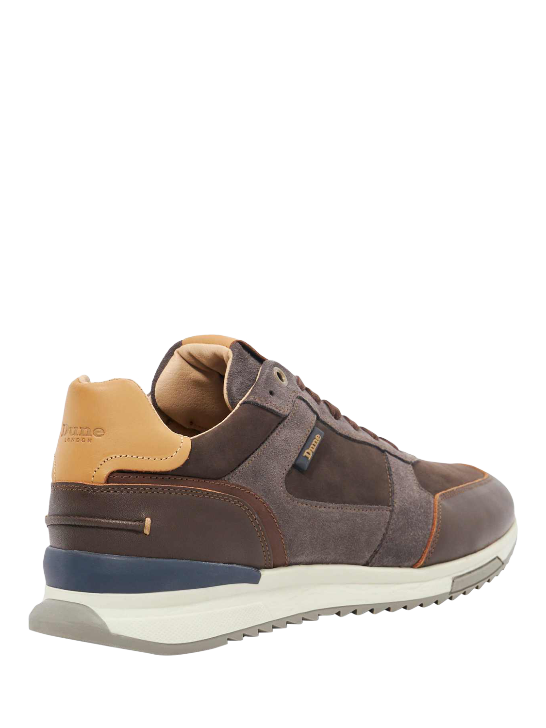 Product image 3 of 5, which shows Dune London Teffy Suede Blend Lace Up Running Trainers, Brown, 6