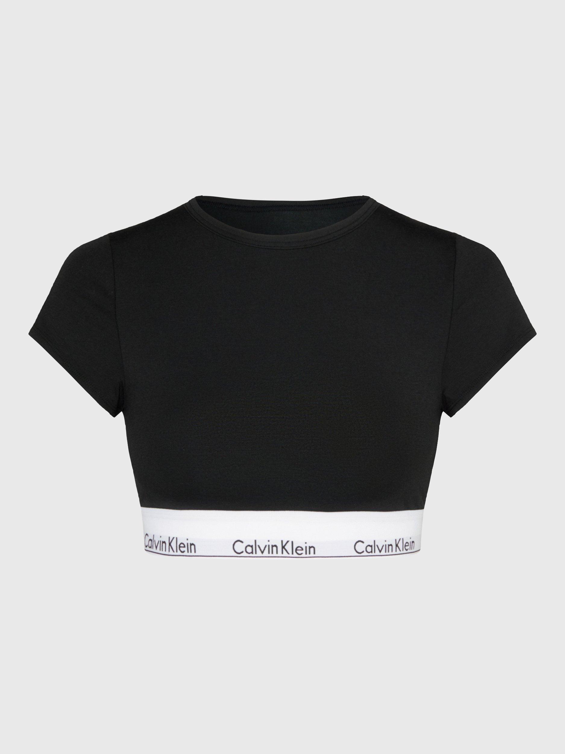 Product image 1 of 1, which shows Cavin Klein Modern Cotton T-Shirt Bralette, Black, M