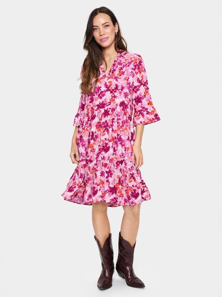 Saint Tropez Eda Floral Tiered Dress, Pink/Multi, Pink/Multi