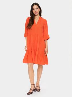 Saint Tropez Eda Plain Tiered Dress, Orange, Orange