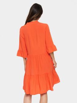Saint Tropez Eda Plain Tiered Dress, Orange - view 2, Orange