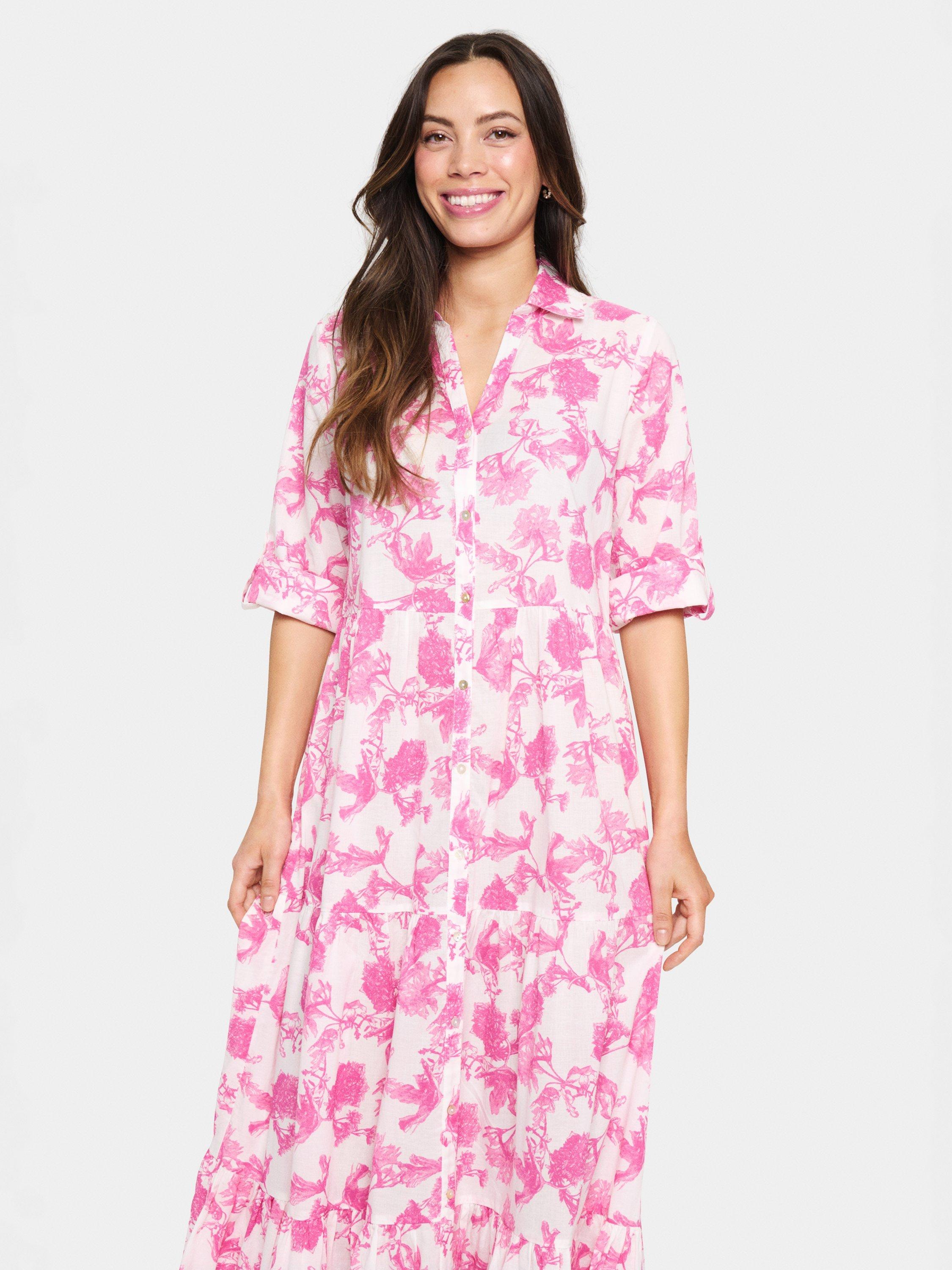 Product image 2 of 4, which shows Saint Tropez Zus Floral Maxi Dress, Pink/White, XS