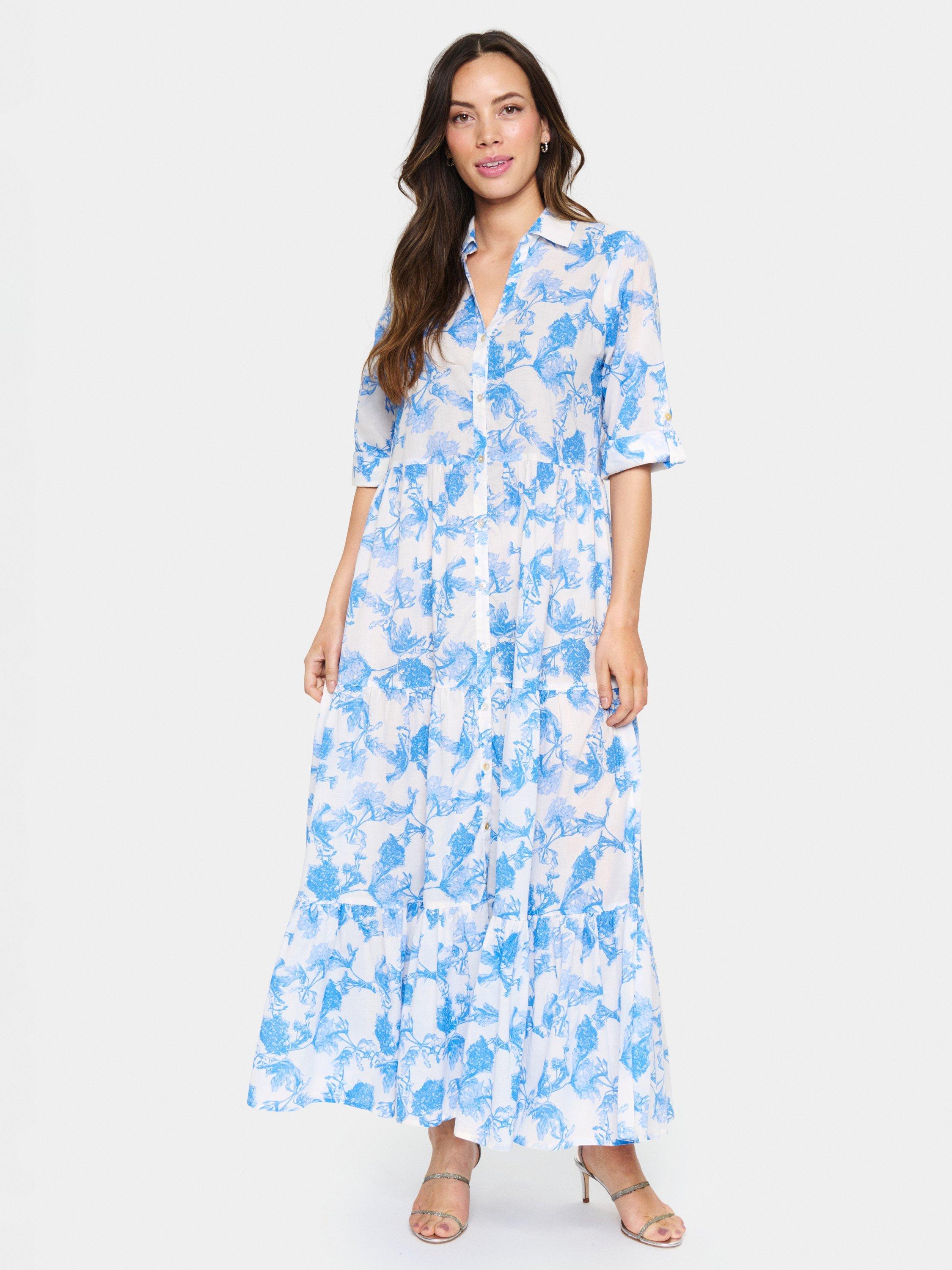 Product image 1 of 5, which shows Saint Tropez Zus Floral Maxi Dress, Blue/White, XS