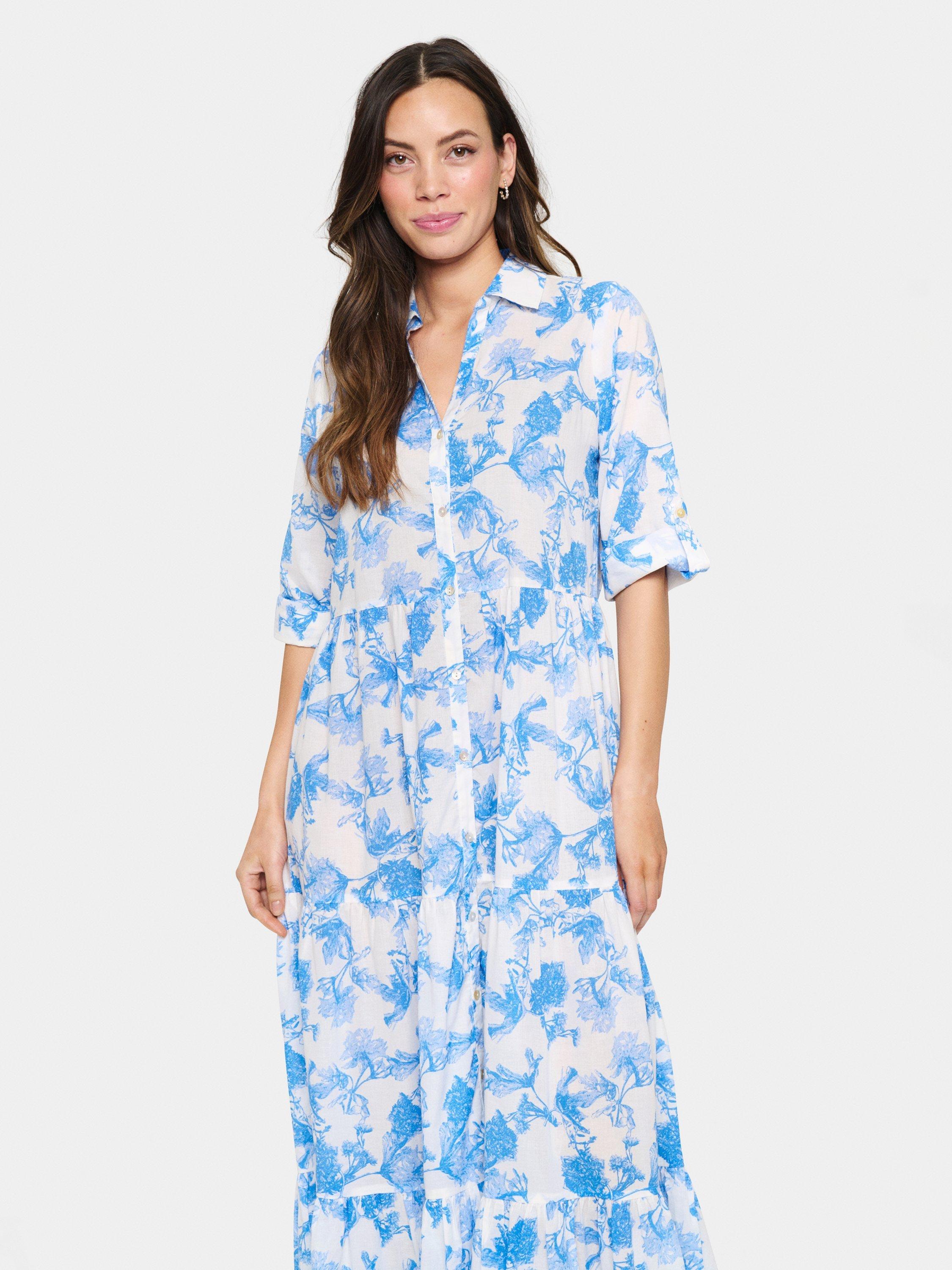 Product image 3 of 5, which shows Saint Tropez Zus Floral Maxi Dress, Blue/White, XS