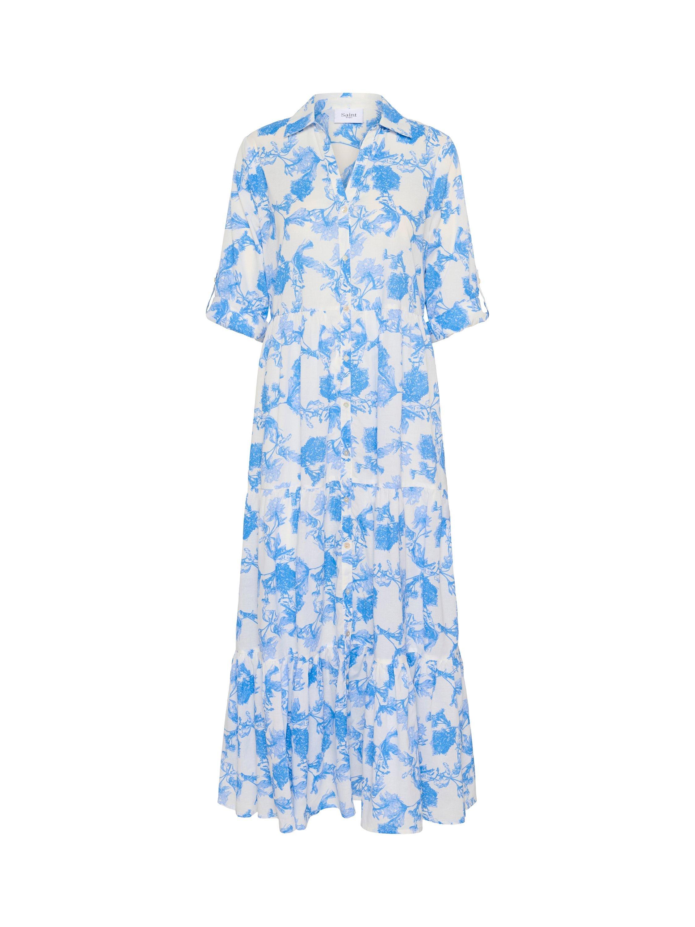 Product image 4 of 5, which shows Saint Tropez Zus Floral Maxi Dress, Blue/White, XS