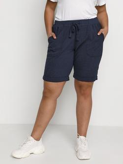 KAFFE Curve Nana Tie Waist Shorts, Midnight Marine