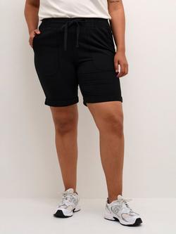 KAFFE Curve Nana Tie Waist Shorts, Black Deep