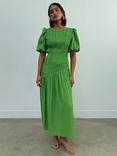 Never Fully Dressed Shirred Bodice Maxi Dress, Green