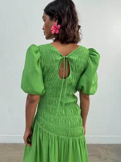 Never Fully Dressed Shirred Bodice Maxi Dress, Green - view 2, Green