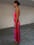Never Fully Dressed Lace Contrast Maxi Dress, Pink/Red