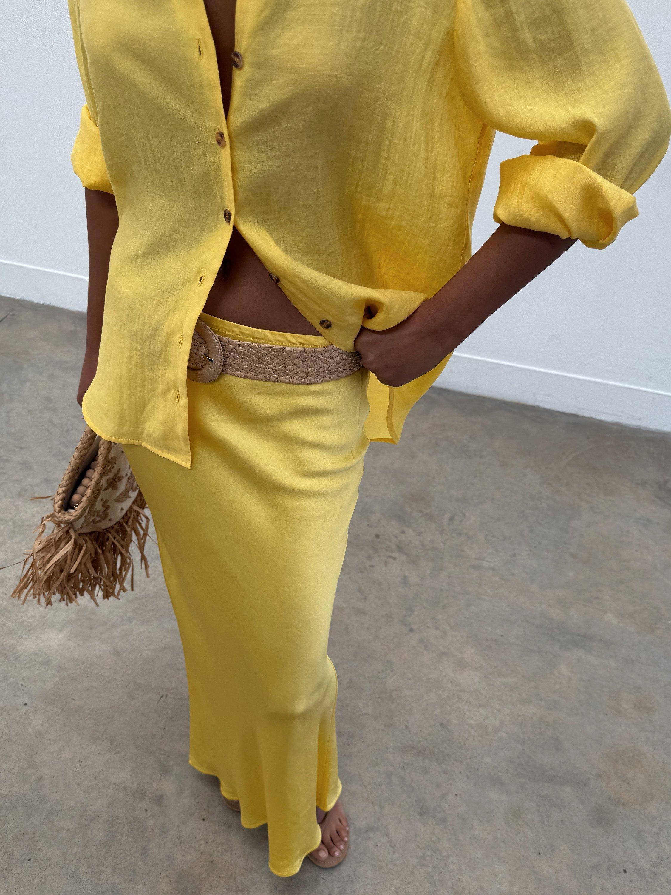 Product image 2 of 5, which shows Never Fully Dressed Miley Semi Sheer Shirt, Yellow, 6