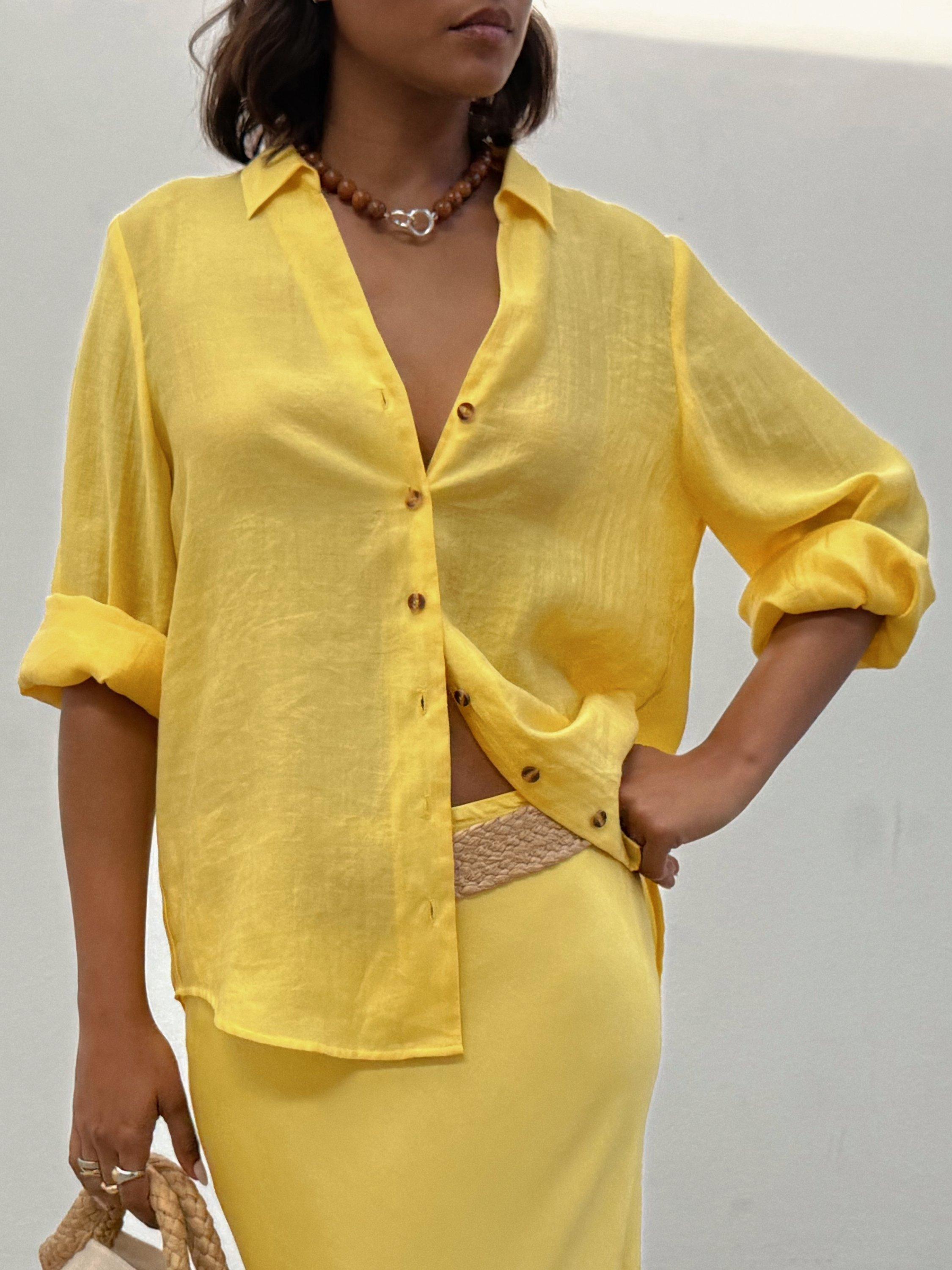 Product image 5 of 5, which shows Never Fully Dressed Miley Semi Sheer Shirt, Yellow, 6