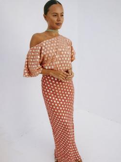 Never Fully Dressed Metallic Fleck Maxi Dress, Pink, Pink