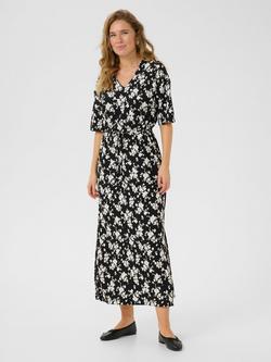 KAFFE Ivanna Floral Midi Dress, Black, Black