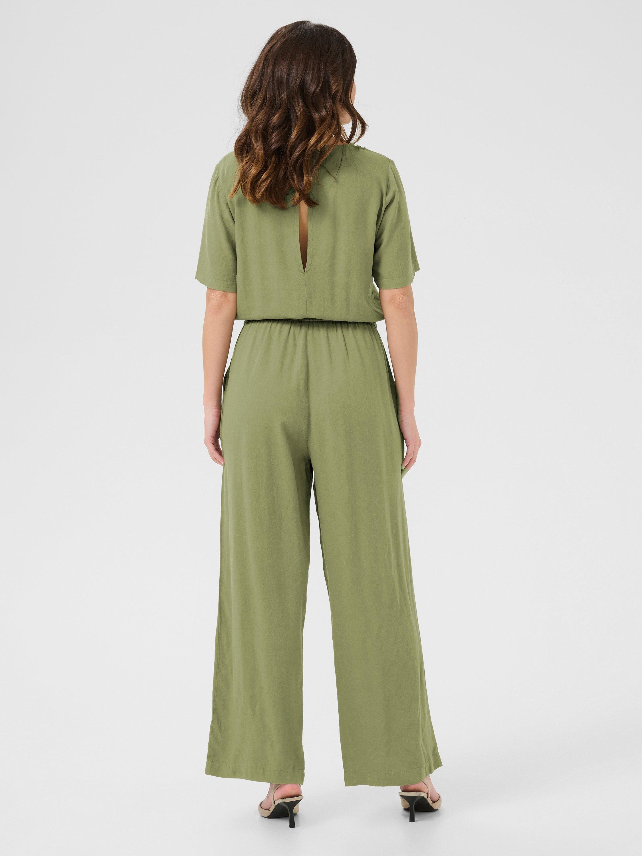 Product image 2 of 4, which shows KAFFE Milia Short Sleeve Jumpsuit, Mid Green, 8