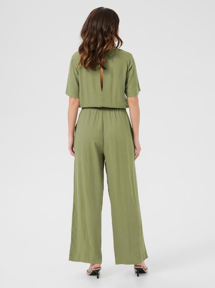 KAFFE Milia Short Sleeve Jumpsuit - view 2, Mid Green