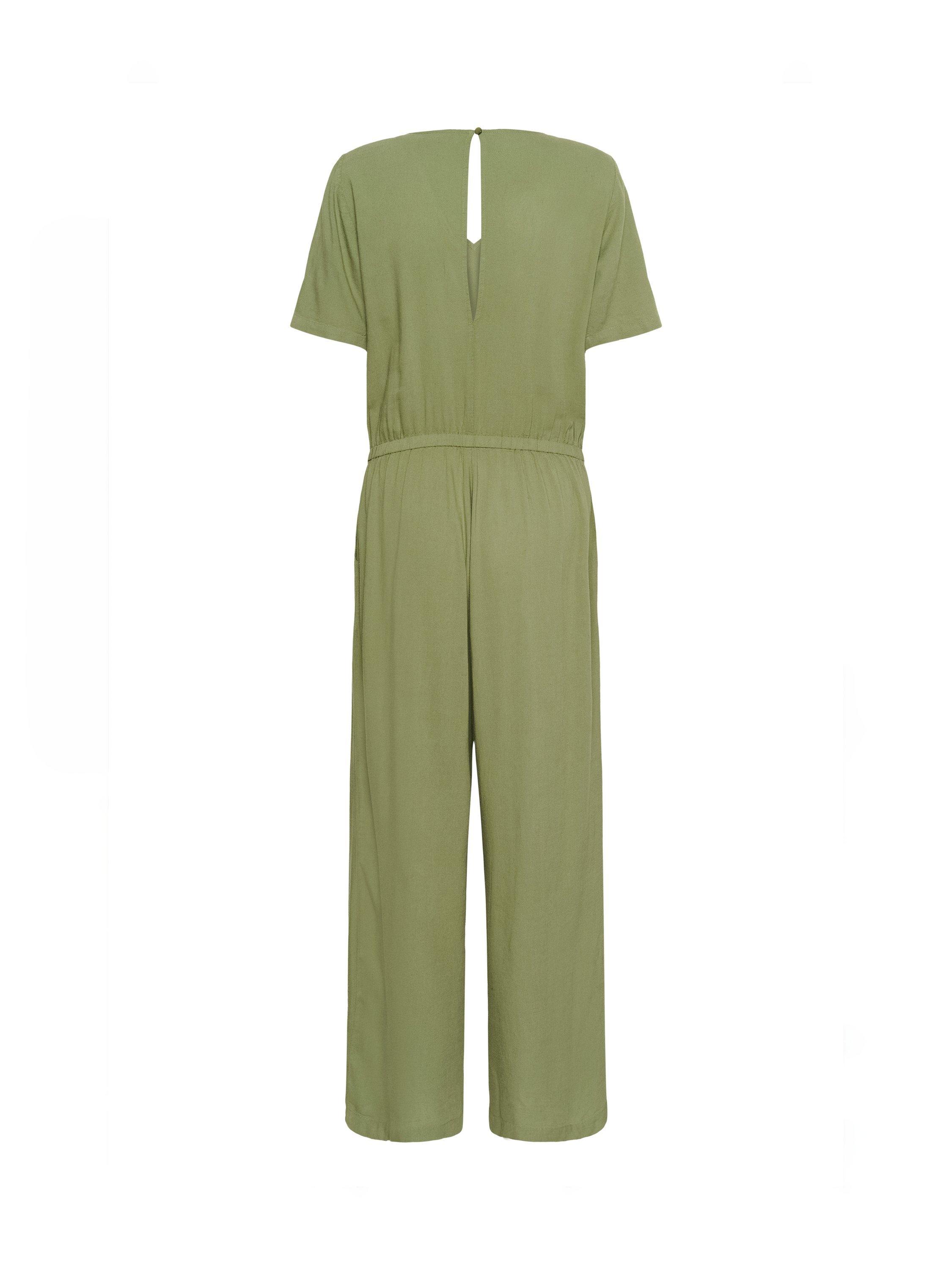 Product image 4 of 4, which shows KAFFE Milia Short Sleeve Jumpsuit, Mid Green, 8