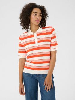 KAFFE Lizza Stripe Short Sleeve Jumper, Red/Multi, Red/Multi
