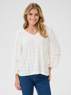 KAFFE Tyra Broderie Anglaise Top, White