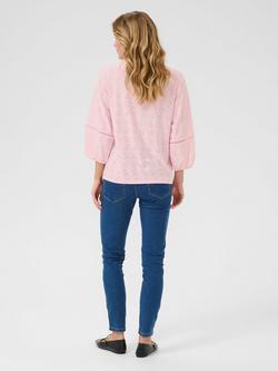 KAFFE Tyra Broderie Anglaise Top - view 2, Mid Pink