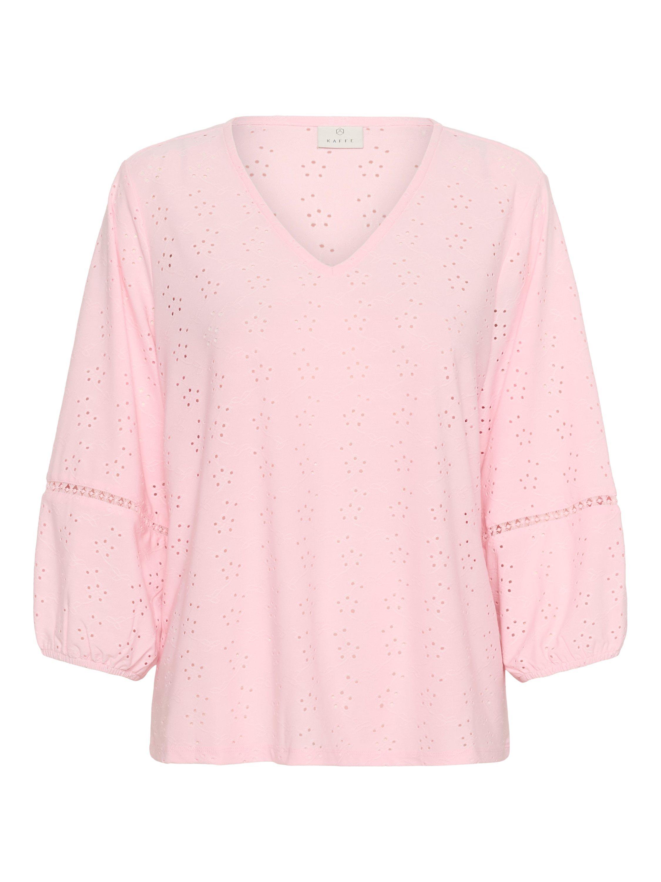 Product image 4 of 5, which shows KAFFE Tyra Broderie Anglaise Top, Mid Pink, XS