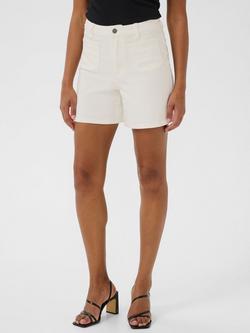 KAFFE Karla High Waist Twill Shorts, White, White