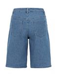 KAFFE Reece Stripe High Waist Denim Bermuda Shorts, Mid Blue