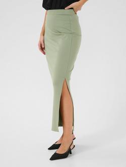 KAFFE Jenny Side Split Maxi Skirt, Mid Green, Mid Green