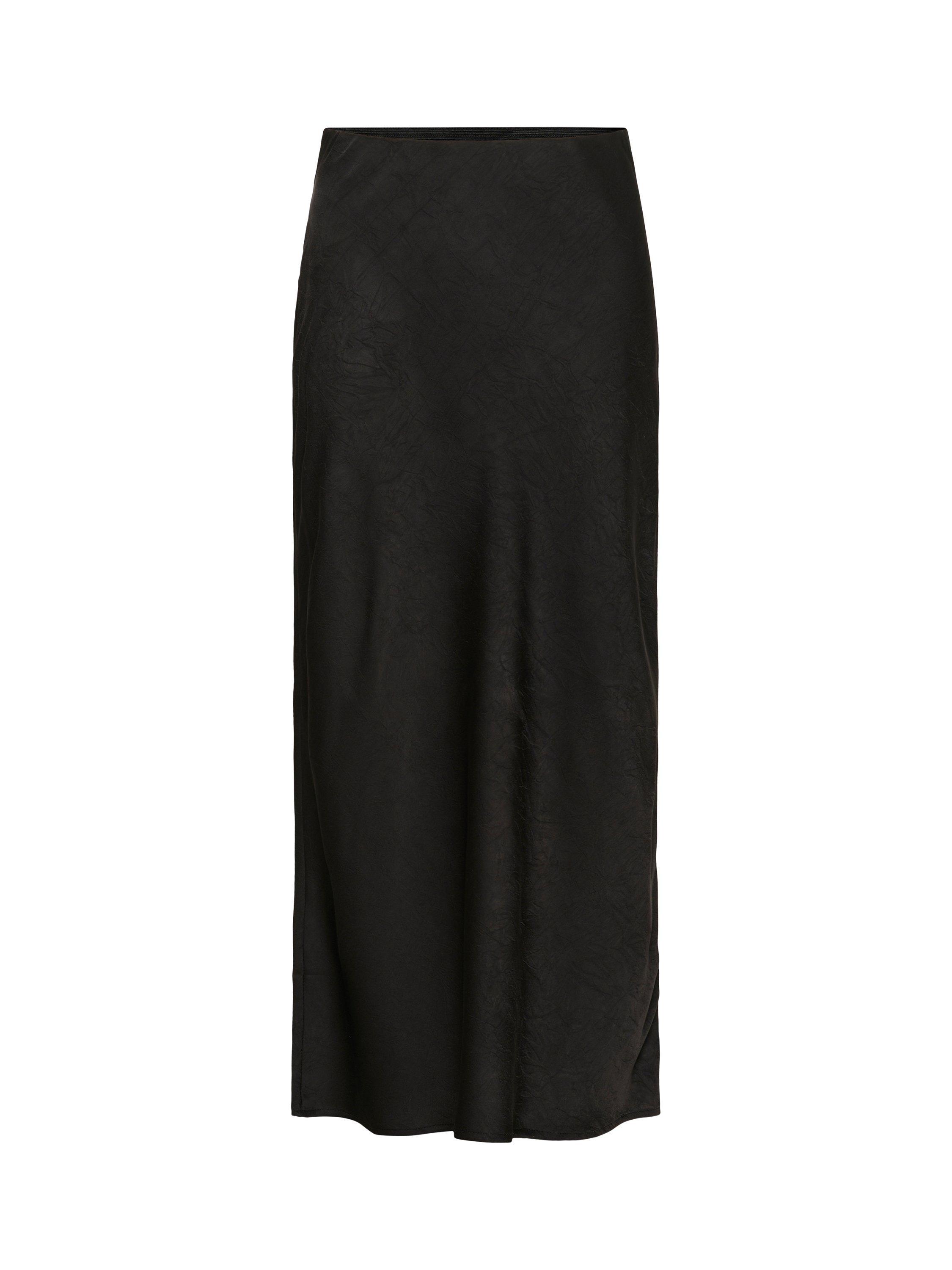 Product image 4 of 5, which shows KAFFE Molly Satin Midi Skirt, Black, 8
