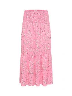KAFFE Abstract Smock Maxi Skirt, Mid Pink, Mid Pink