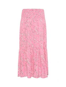 KAFFE Abstract Smock Maxi Skirt, Mid Pink - view 2, Mid Pink