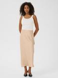KAFFE Molly Satin Midi Skirt, Beige