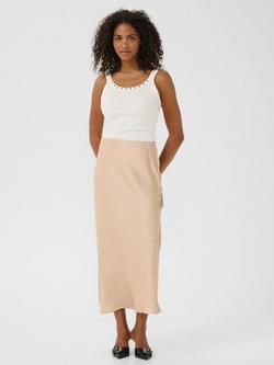 KAFFE Molly Satin Midi Skirt - view 2, Beige
