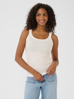 KAFFE Carna Rhinestone Vest Top, White