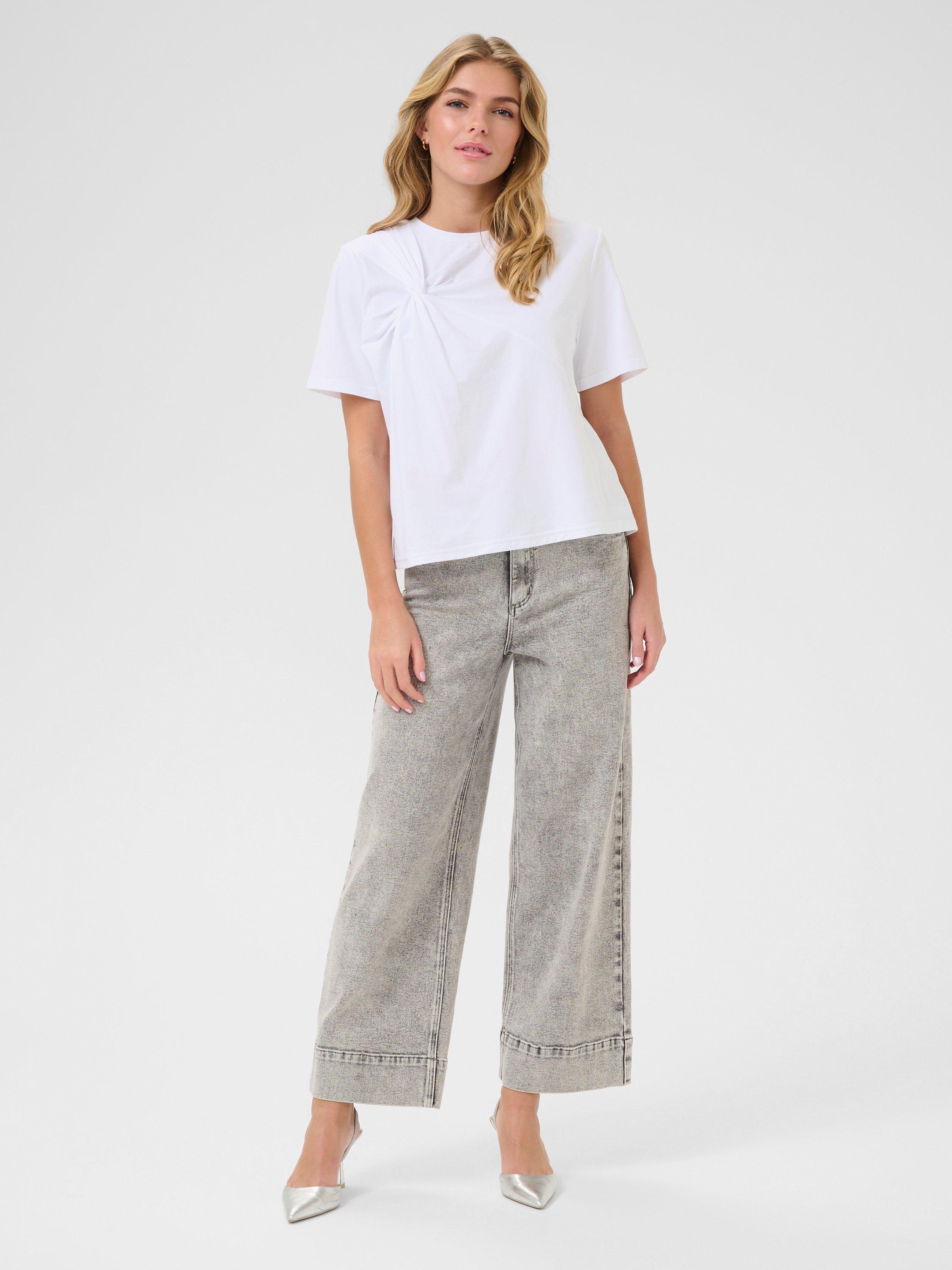 Product image 2 of 5, which shows KAFFE Eloise Round Neck T-Shirt, White, XS