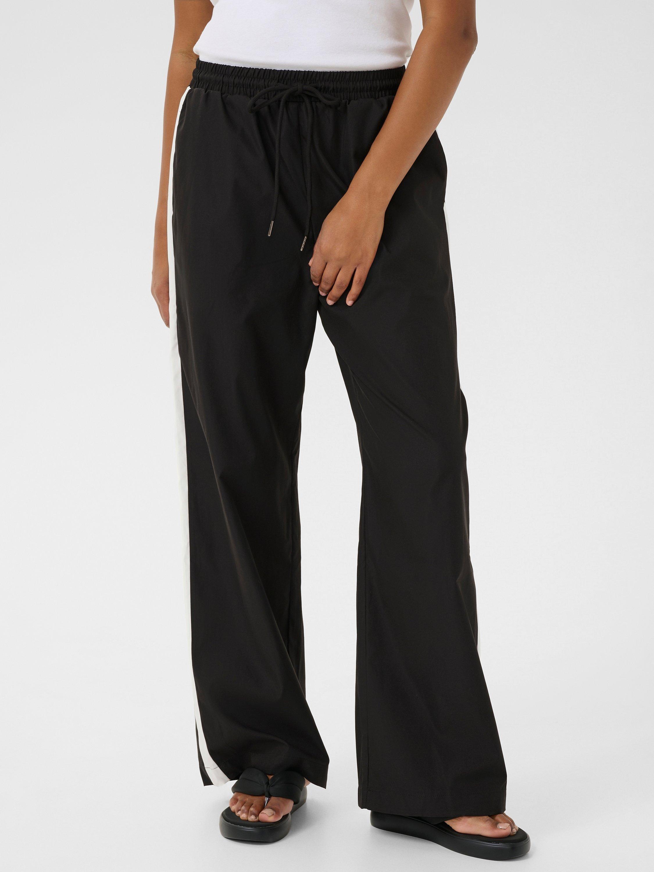 KAFFE Vanessa High Waist Side Stripe Wide Leg Trousers, Black