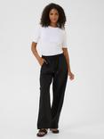 KAFFE Vanessa High Waist Side Stripe Wide Leg Trousers, Black