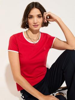 Baukjen Slim Fit Colour Contrast T-Shirt, Crimson/White