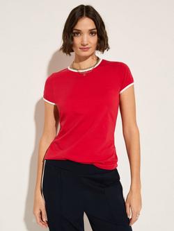 Baukjen Slim Fit Colour Contrast T-Shirt - view 2, Crimson/White