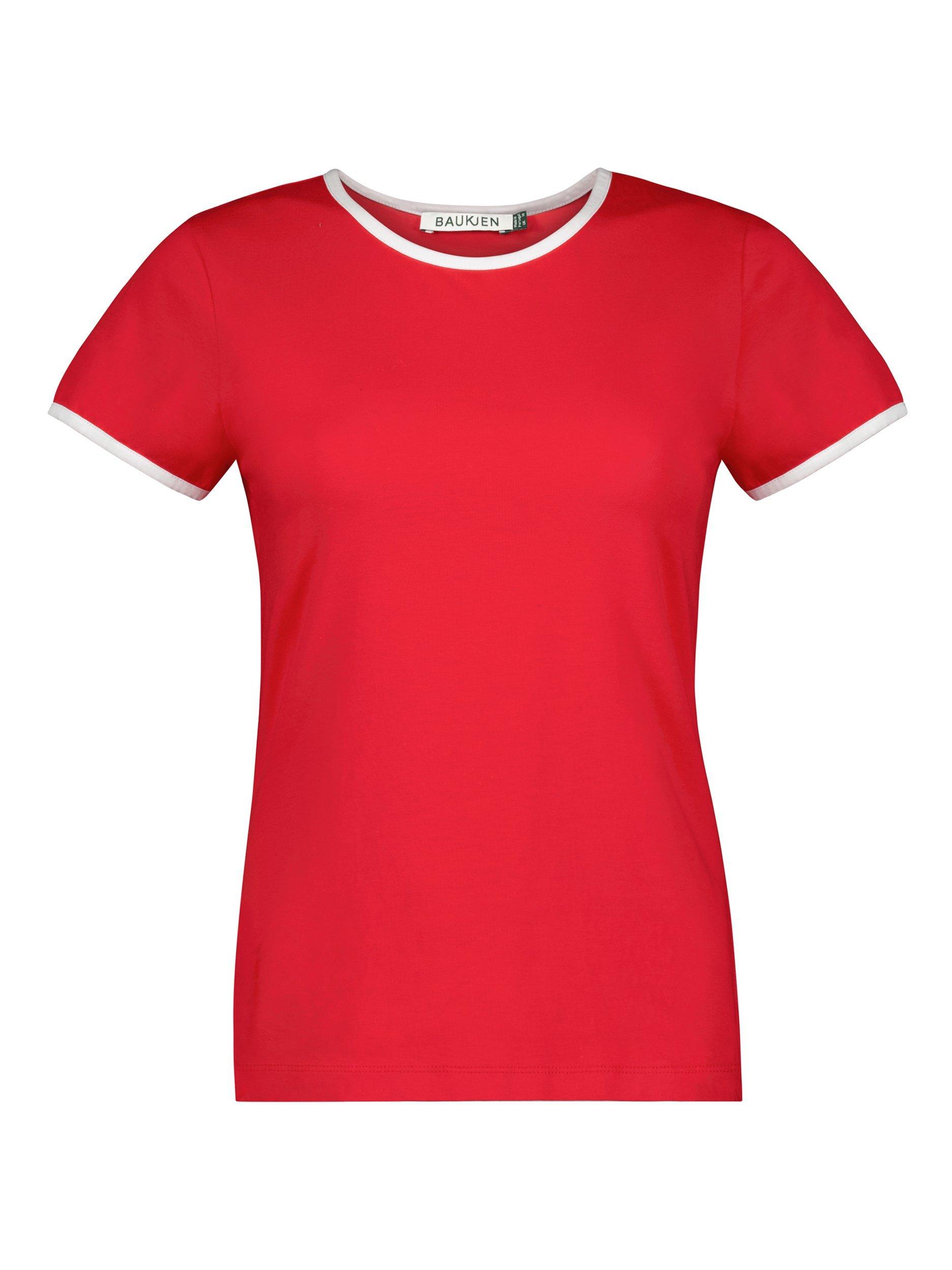 Product image 4 of 5, which shows Baukjen Slim Fit Colour Contrast T-Shirt, Crimson/White, 10