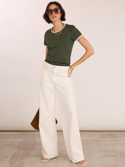 Baukjen Slim Fit Colour Contrast T-Shirt - view 2, Khaki/Antique White