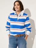 Baukjen Bluebell Organic Cotton Rich Rugby Top, Azure Blue/Soft Whit