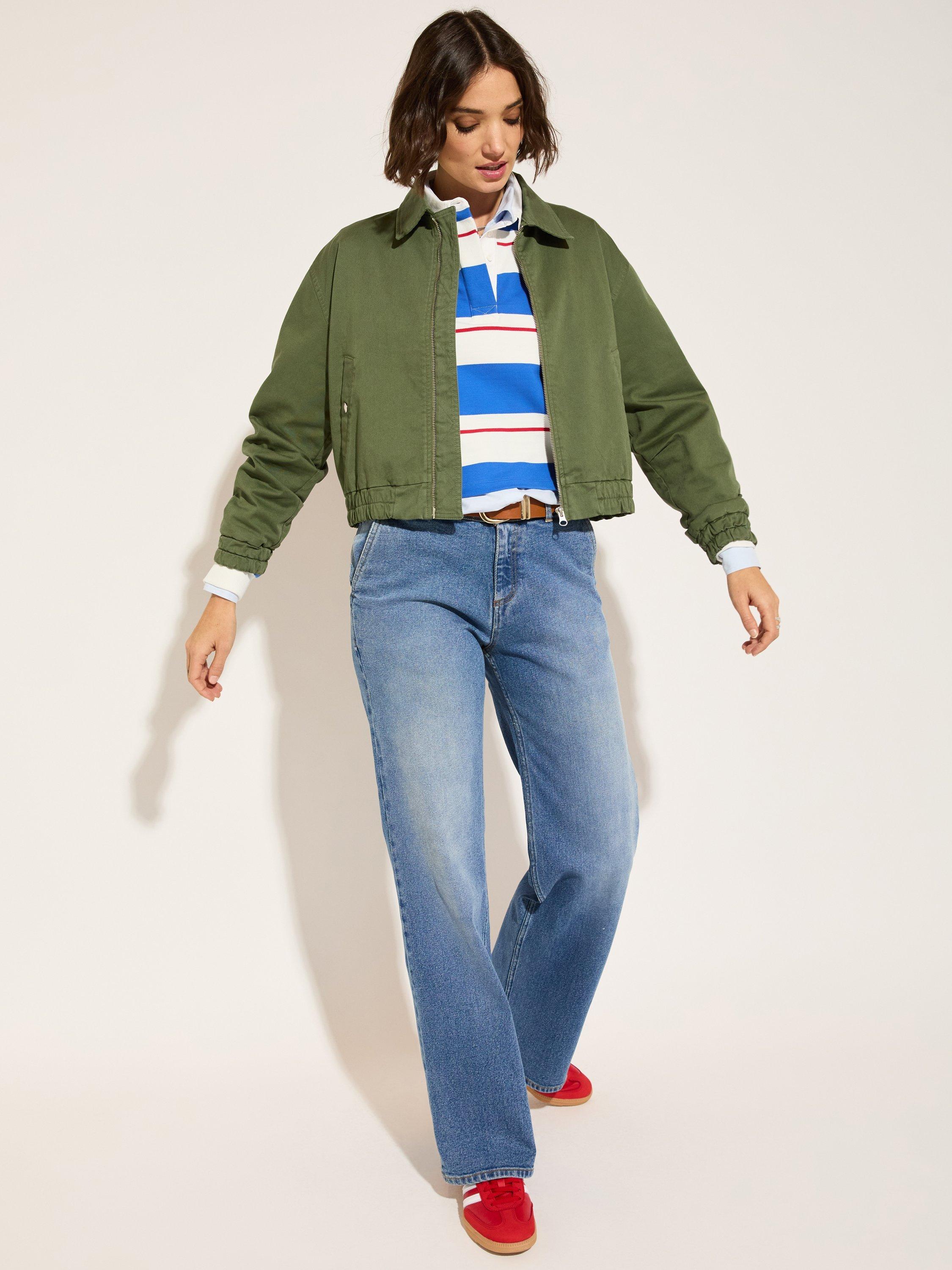 Product image 3 of 4, which shows Baukjen Bluebell Organic Cotton Rich Rugby Top, Azure Blue/Soft Whit, 10