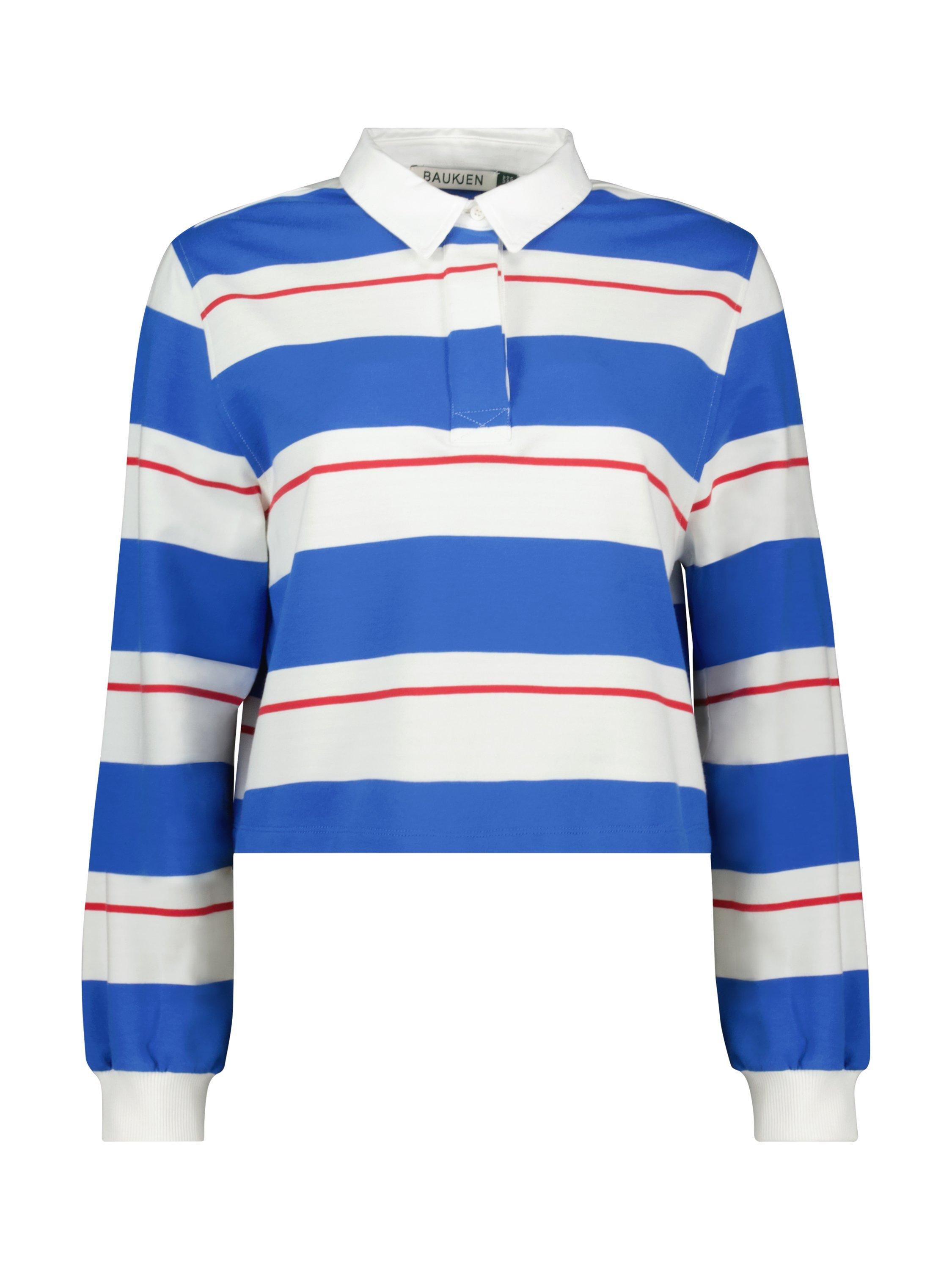 Product image 4 of 4, which shows Baukjen Bluebell Organic Cotton Rich Rugby Top, Azure Blue/Soft Whit, 10